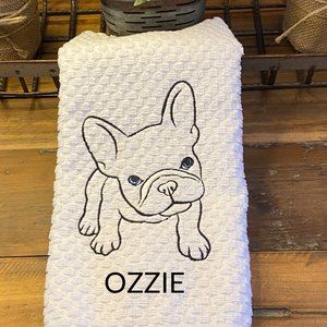 Two Bulldog towels Isabella and Ozzie